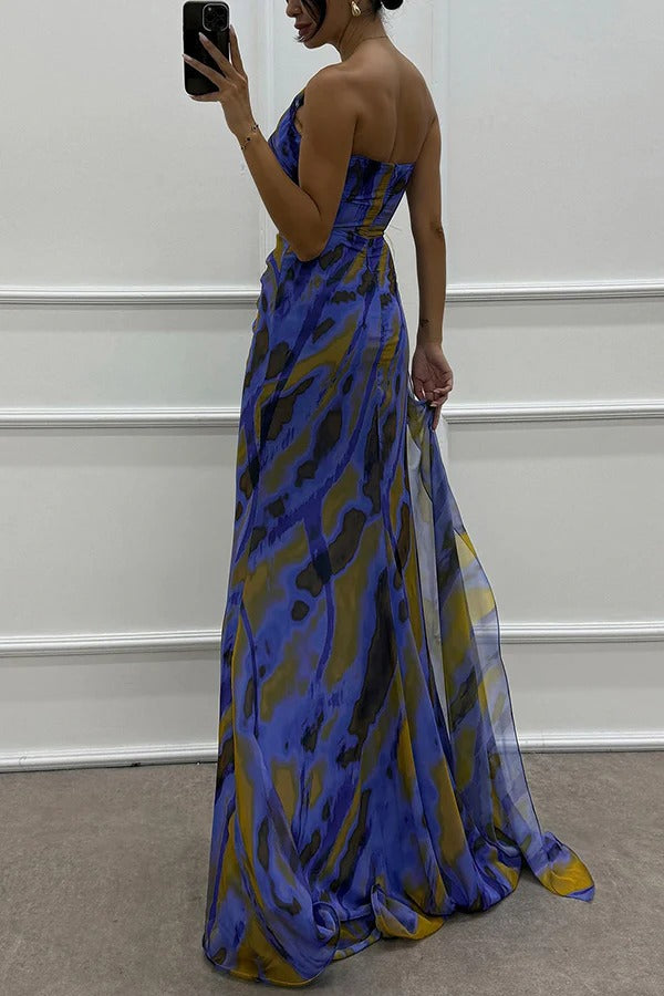 Sierra One-Shoulder Maxi Dress – Bold Print with Side Slit for Summer Events