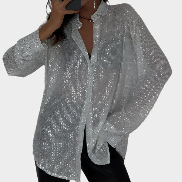 Selina Sequin Party Blouse – Sparkling Women’s Long Sleeve Top