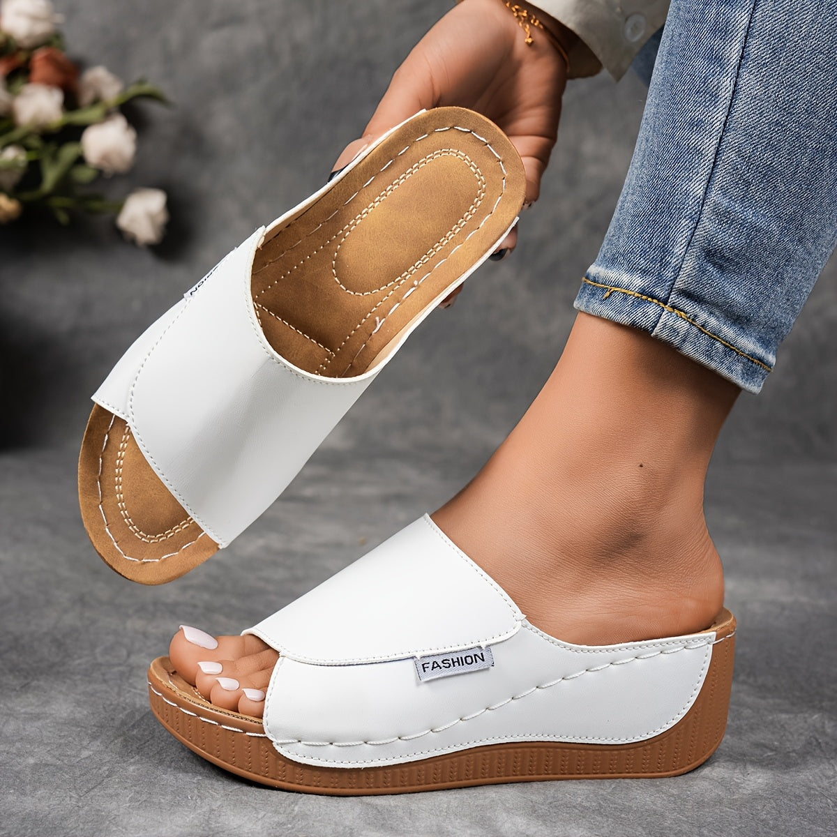 Sakura Women’s Wedge Sandals – Cushioned Slip-On Design with Arch Support
