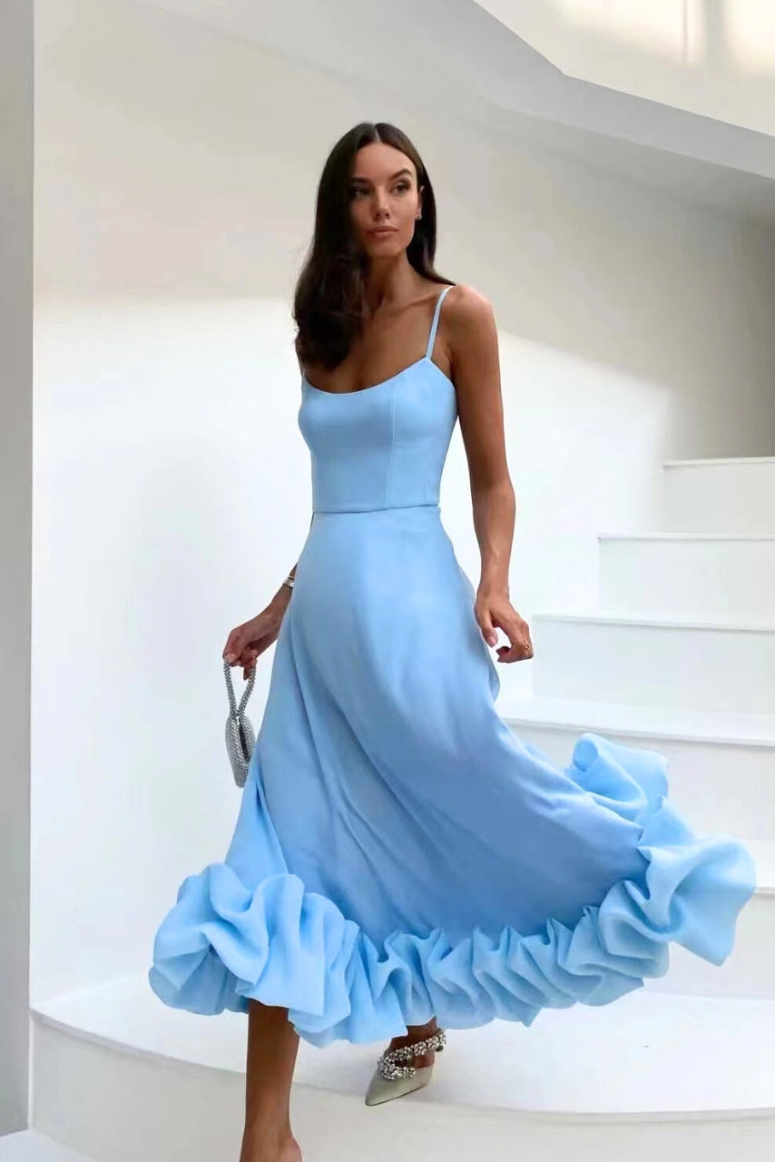 Celeste Long Sleeve Maxi Dress – Flowing Silhouette & Defined Waist for Elegant Occasions