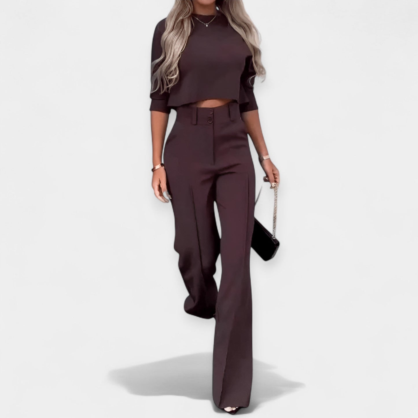 Amily Women's Lounge Set – Crop Top & Lightweight Pants Co-Ord