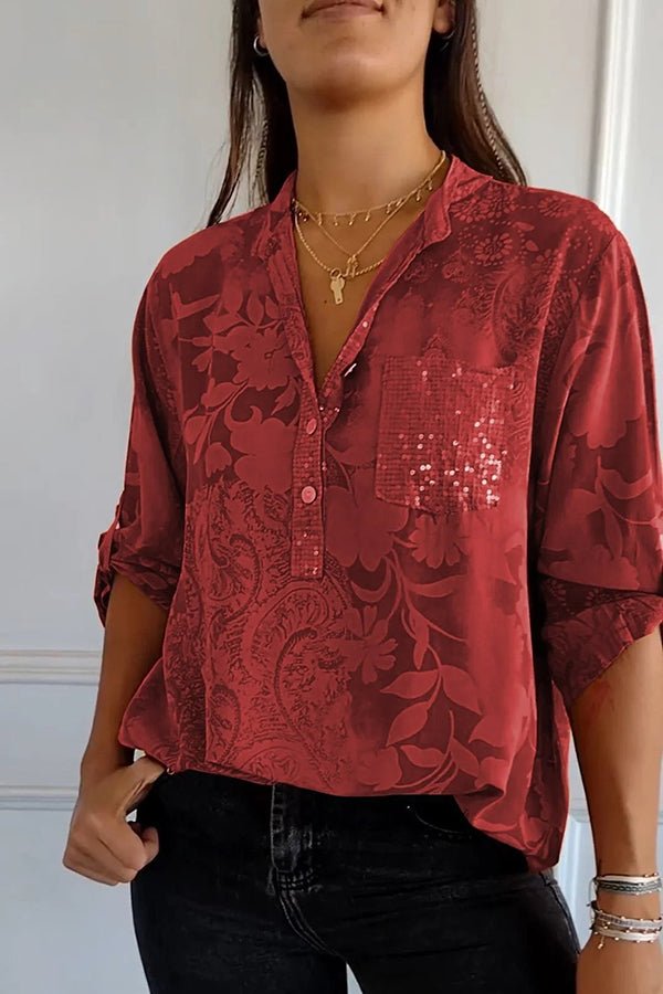 Stella Elegant Sequin Blouse – Lightweight Polyester with Relaxed Fit