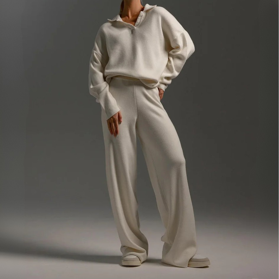 Aurelia Soft Knit Lounge Set – Relaxed Fit with Flowing Wide-Leg Pants
