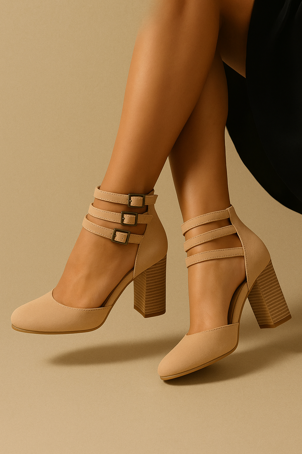 Emely Women’s Leather Sandals – Full-Grain Block Heel with Ankle Straps