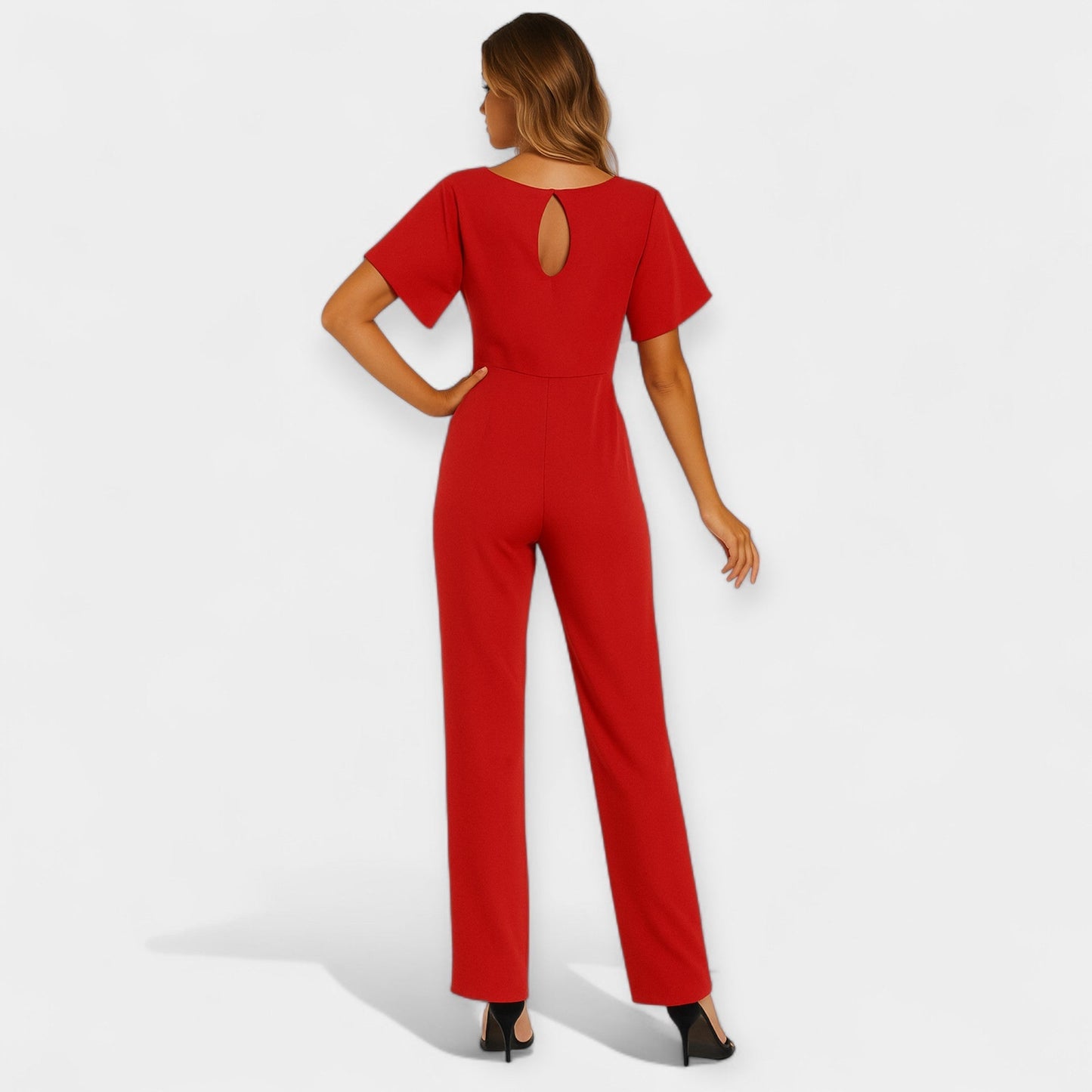 Michelle Women’s Jumpsuit – Lightweight Fabric with Adjustable Tie Belt