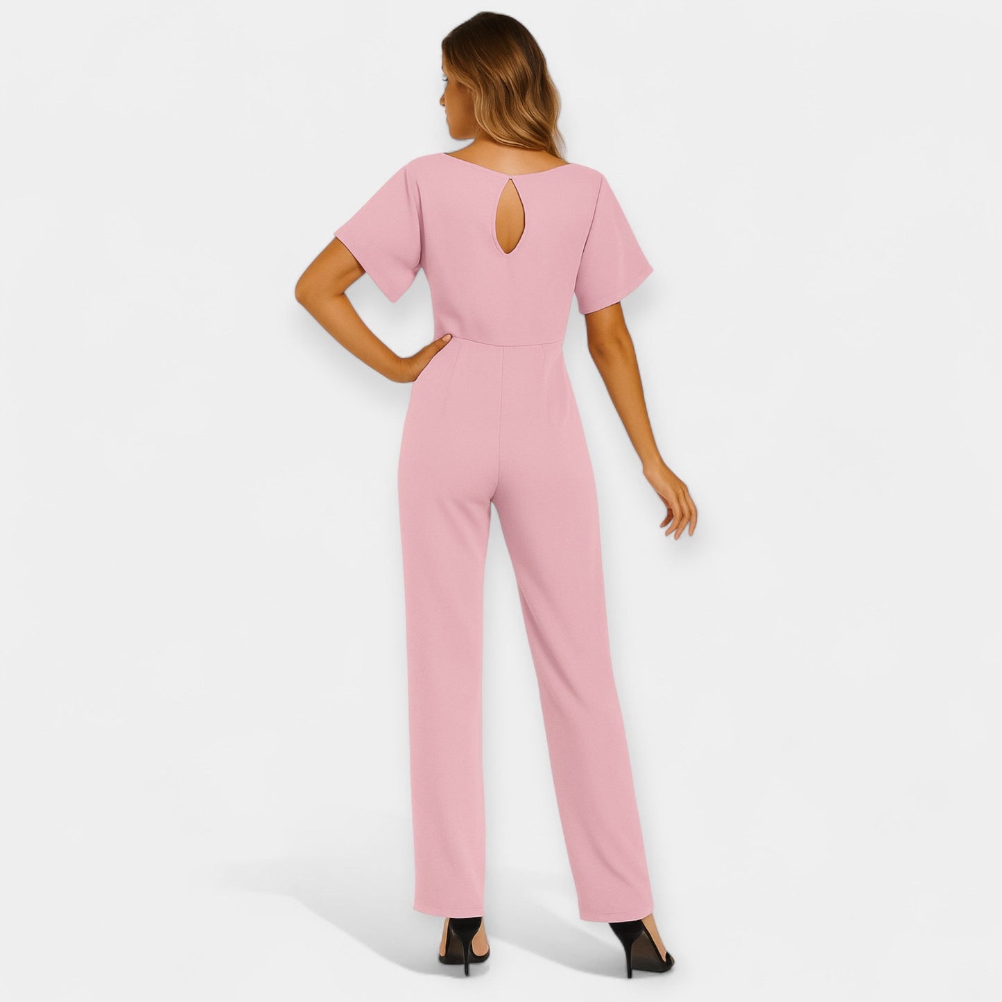 Michelle Women’s Jumpsuit – Lightweight Fabric with Adjustable Tie Belt