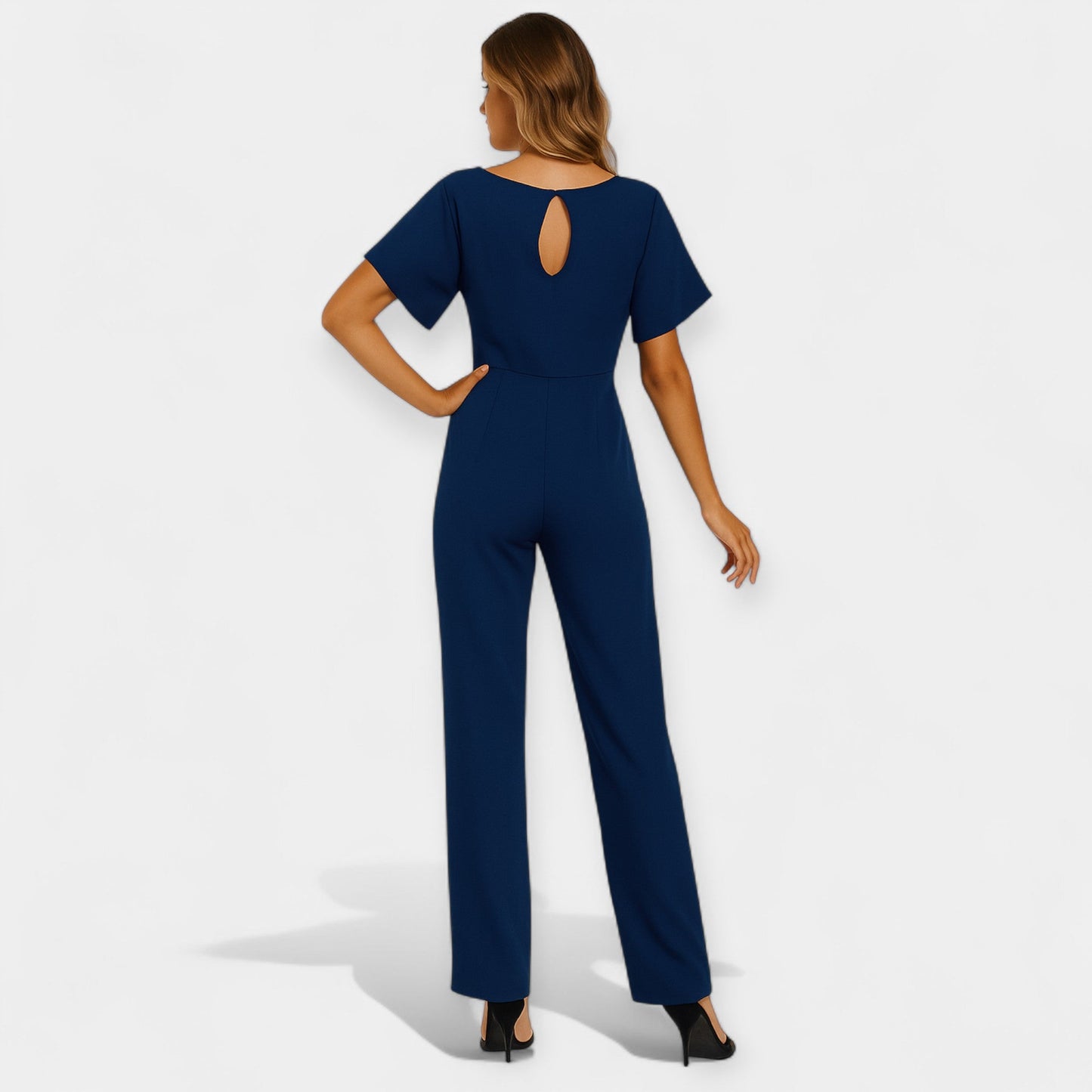 Michelle Women’s Jumpsuit – Lightweight Fabric with Adjustable Tie Belt