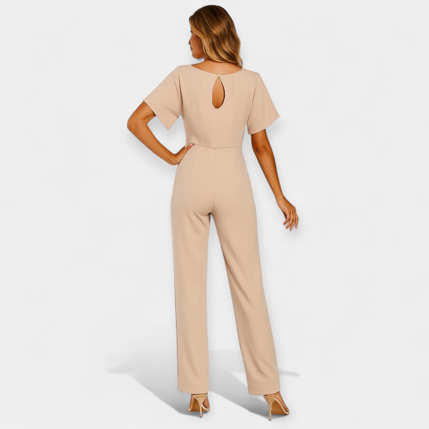 Michelle Women’s Jumpsuit – Lightweight Fabric with Adjustable Tie Belt