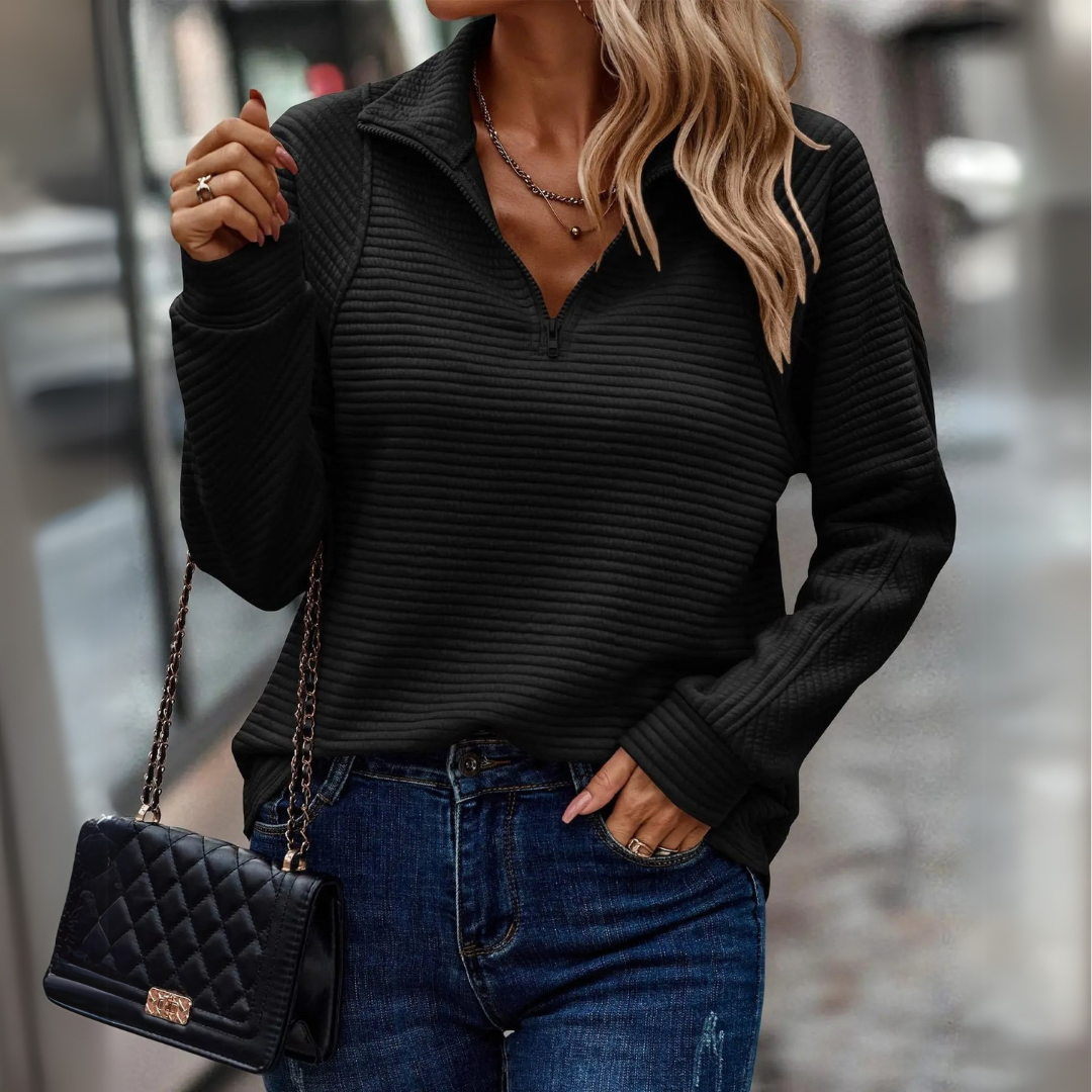 Bria Women's Half-Zip Sweater – Soft Knit Pullover with Relaxed Fit for Casual Layering