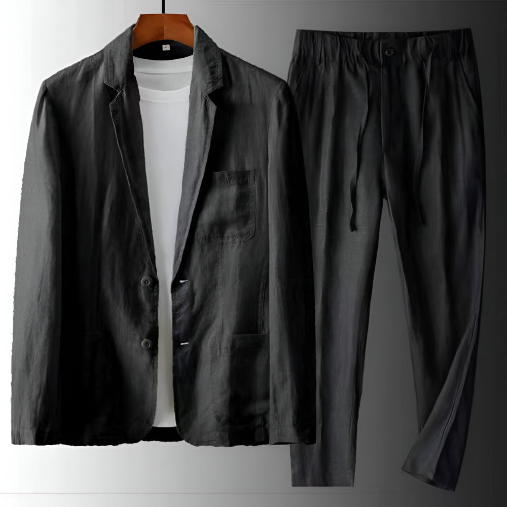 Zian Men’s Linen Set – Tailored Blazer & Relaxed Pants for Summer
