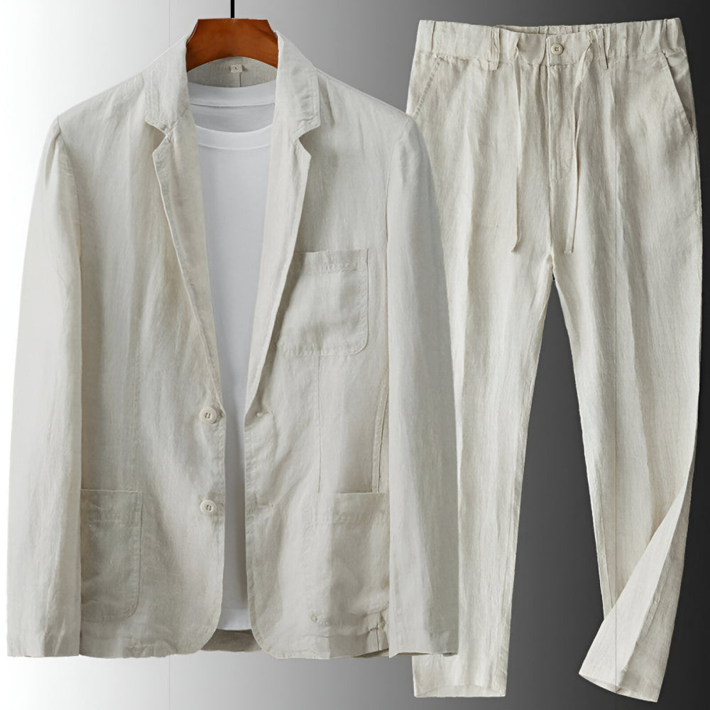 Zian Men’s Linen Set – Tailored Blazer & Relaxed Pants for Summer