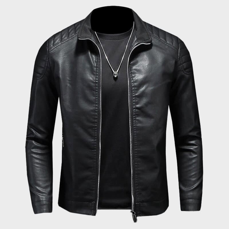 Marcus Men’s Leather Jacket – Lightweight PU Slim Fit Biker Style