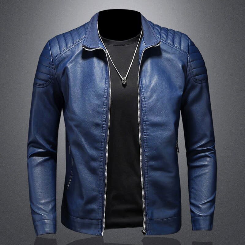 Marcus Men’s Leather Jacket – Lightweight PU Slim Fit Biker Style