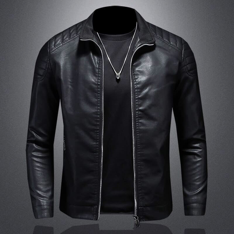 Marcus Men’s Leather Jacket – Lightweight PU Slim Fit Biker Style