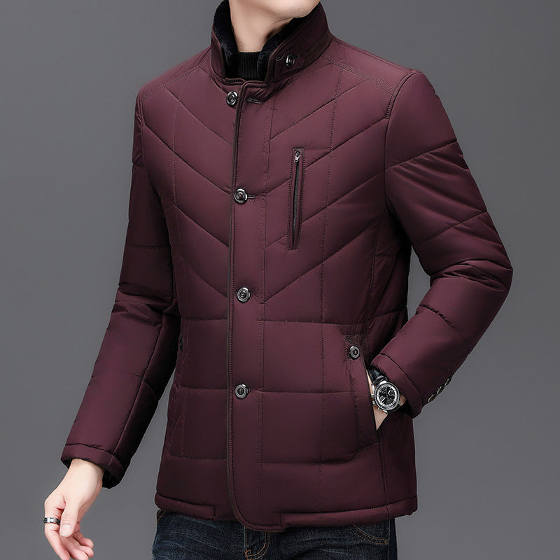 Elliot Men’s Quilted Winter Jacket – Padded Polyester with Fleece-Lined Collar