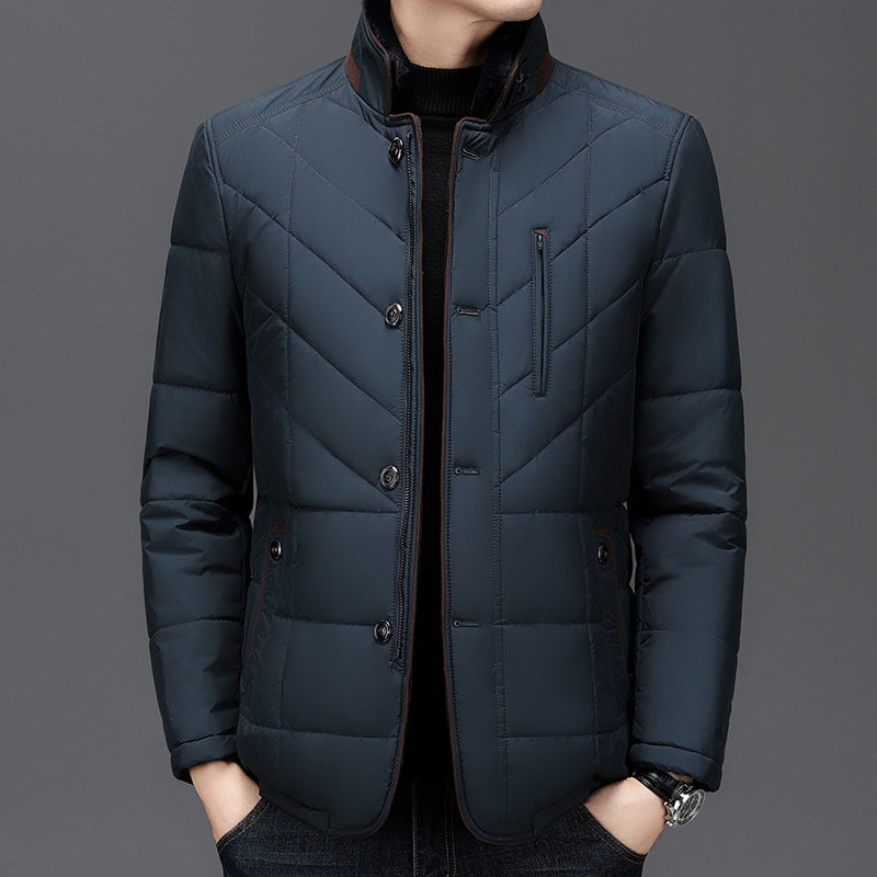 Elliot Men’s Quilted Winter Jacket – Padded Polyester with Fleece-Lined Collar