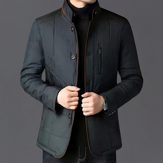 Elliot Men’s Quilted Winter Jacket – Padded Polyester with Fleece-Lined Collar