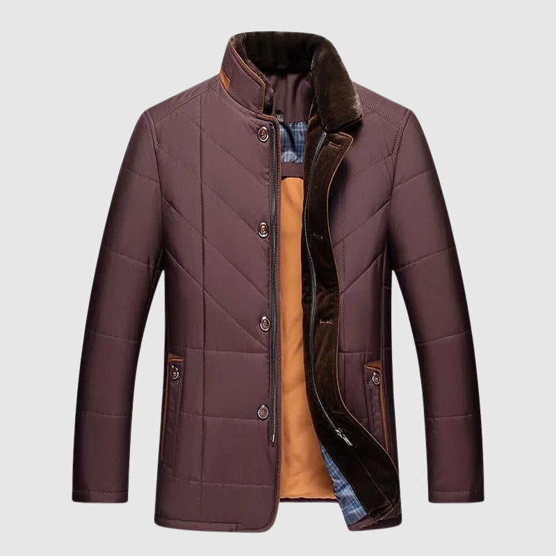 Elliot Men’s Quilted Winter Jacket – Padded Polyester with Fleece-Lined Collar