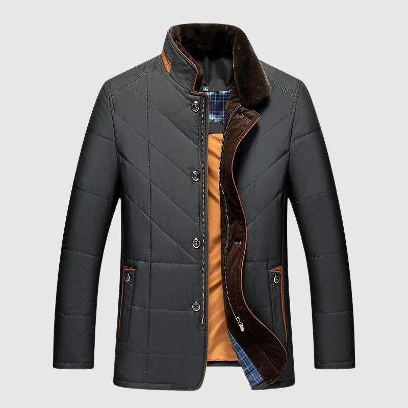 Elliot Men’s Quilted Winter Jacket – Padded Polyester with Fleece-Lined Collar