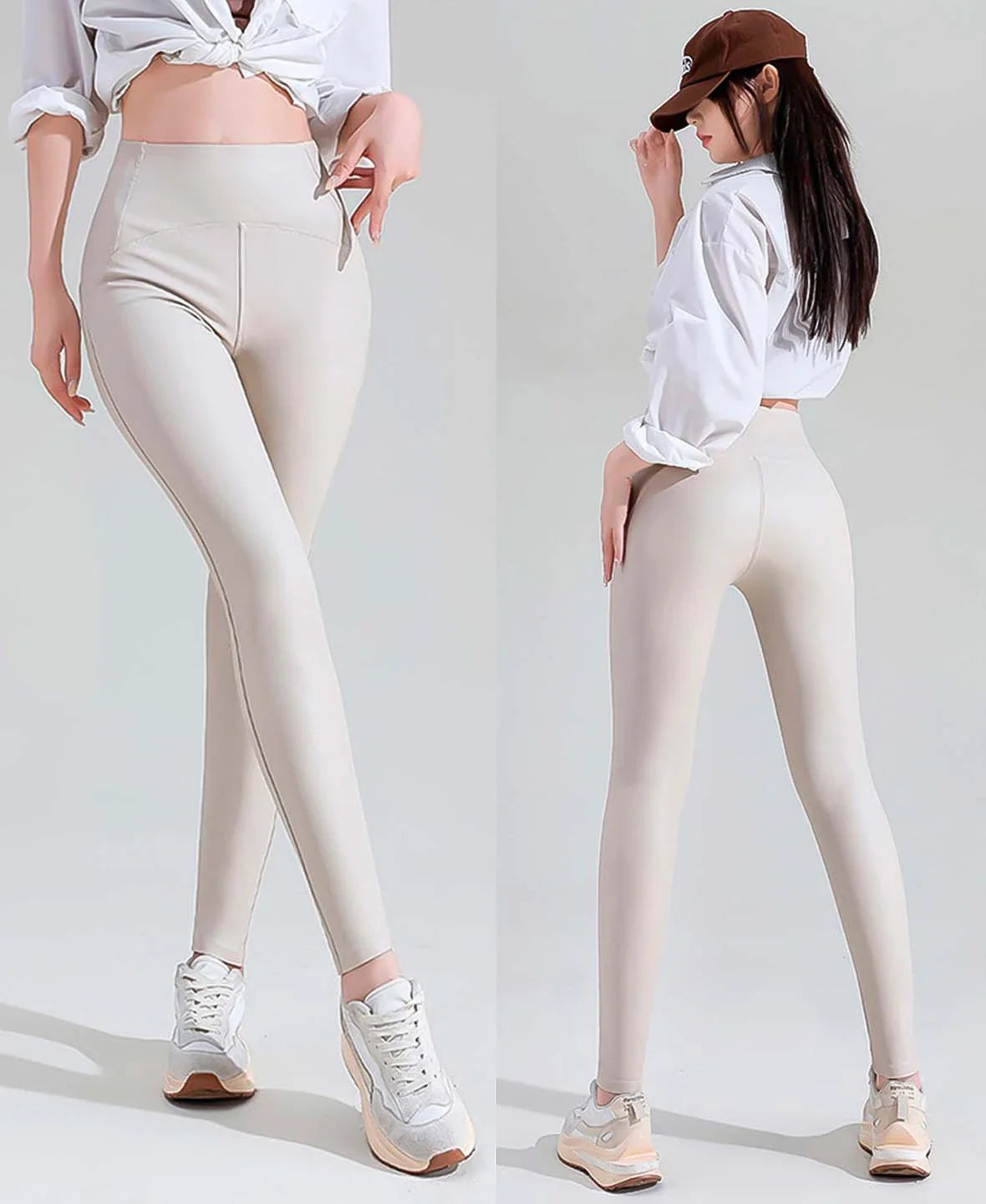 Mila Women’s Faux Leather Leggings – Fleece-Lined High Waist for Winter Comfort