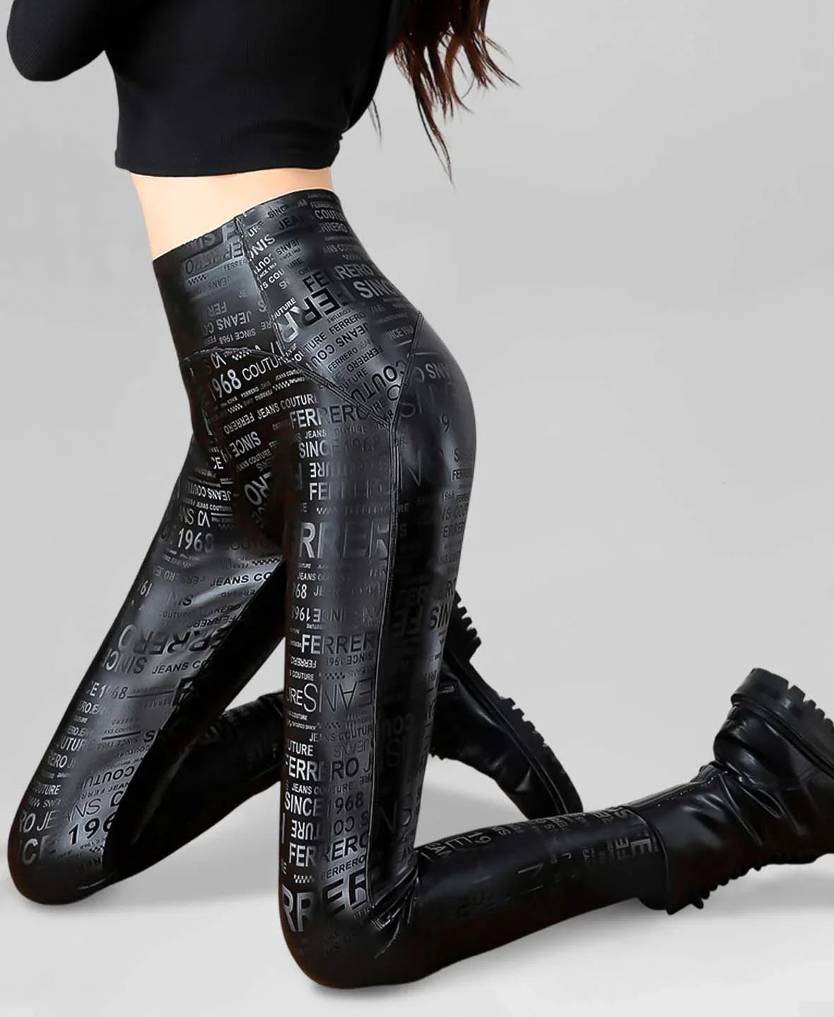 Mila Women’s Faux Leather Leggings – Fleece-Lined High Waist for Winter Comfort