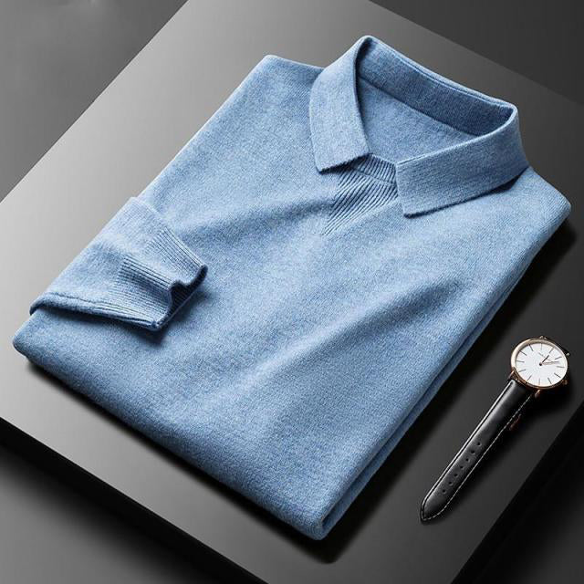 Martin Polo Sweater – Lightweight Wool Blend with Turn-Down Collar for Layering