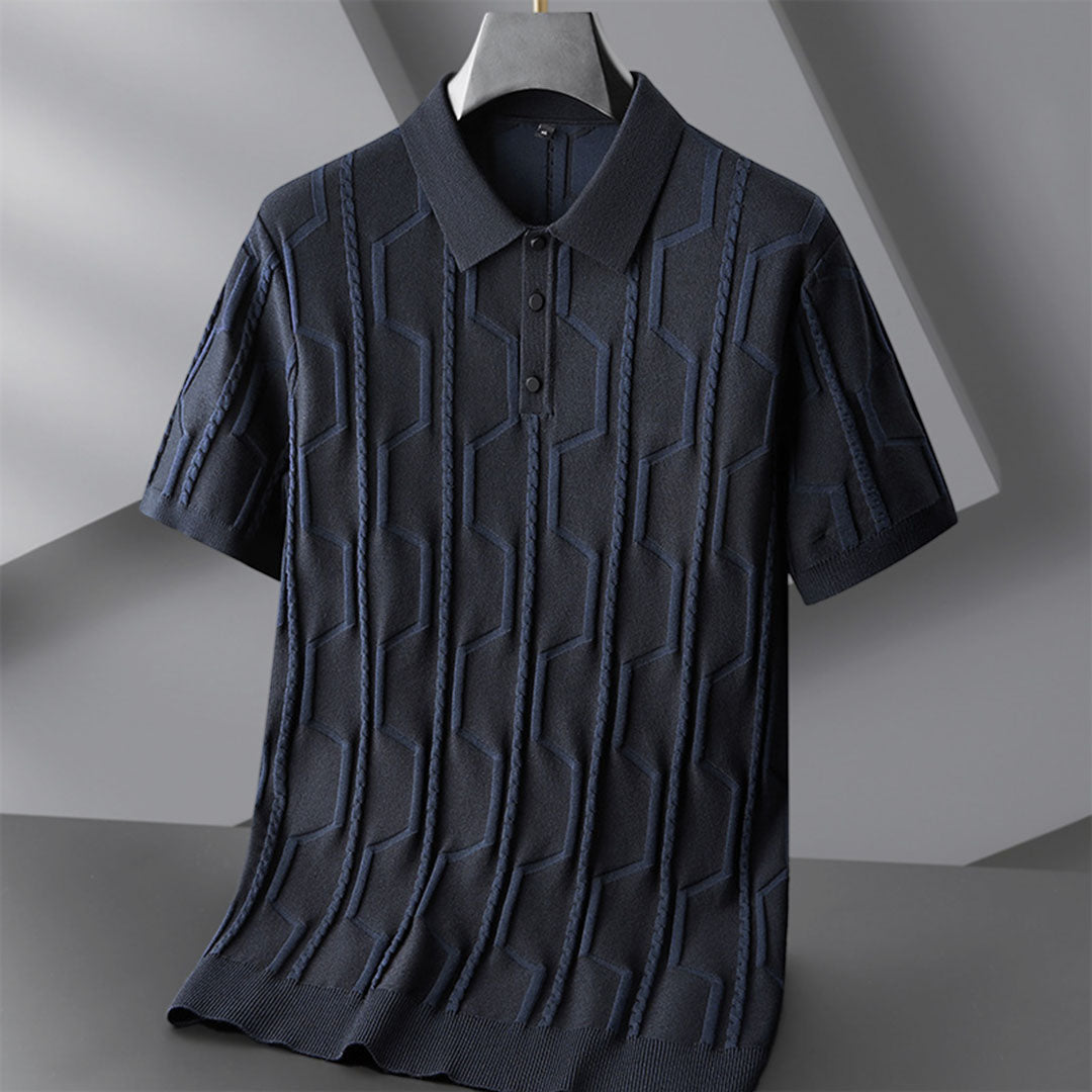 Marco Men’s Jacquard Polo Shirt – Viscose Cotton Blend with Relaxed Fit