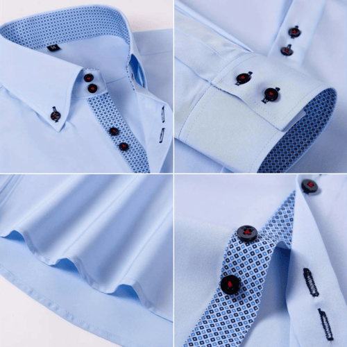 Arjun Men’s Dress Shirt – Long Sleeve Slim Fit Button Down with Contrast Detail