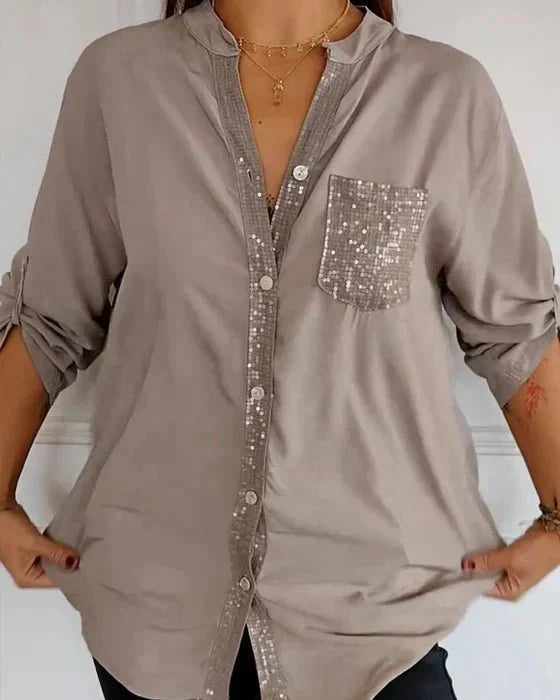 Beatrice Women's Sequin Blouse – Cotton with Relaxed Chic Fit