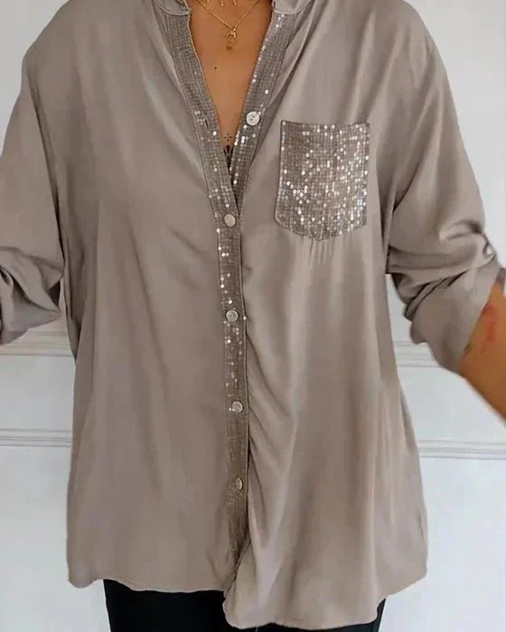 Beatrice Women's Sequin Blouse – Cotton with Relaxed Chic Fit