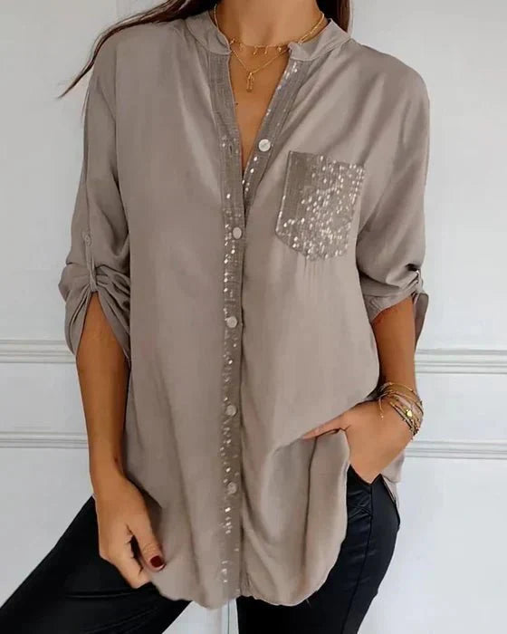 Beatrice Women's Sequin Blouse – Cotton with Relaxed Chic Fit