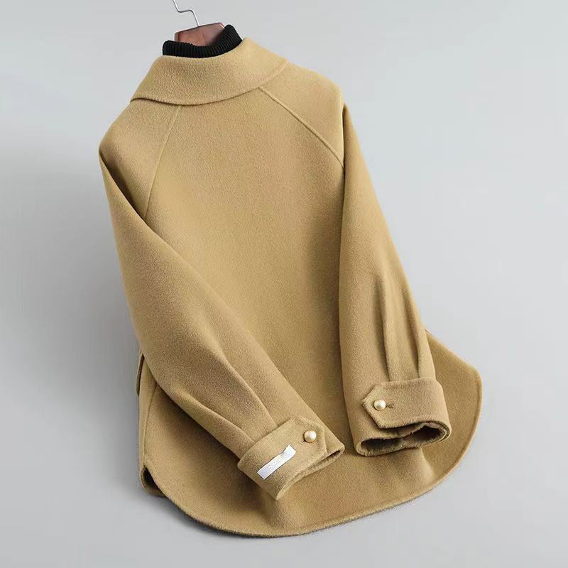 Elise Pearl Button Trench Coat – Soft Cotton Blend Women’s Coat with Distinctive Collar