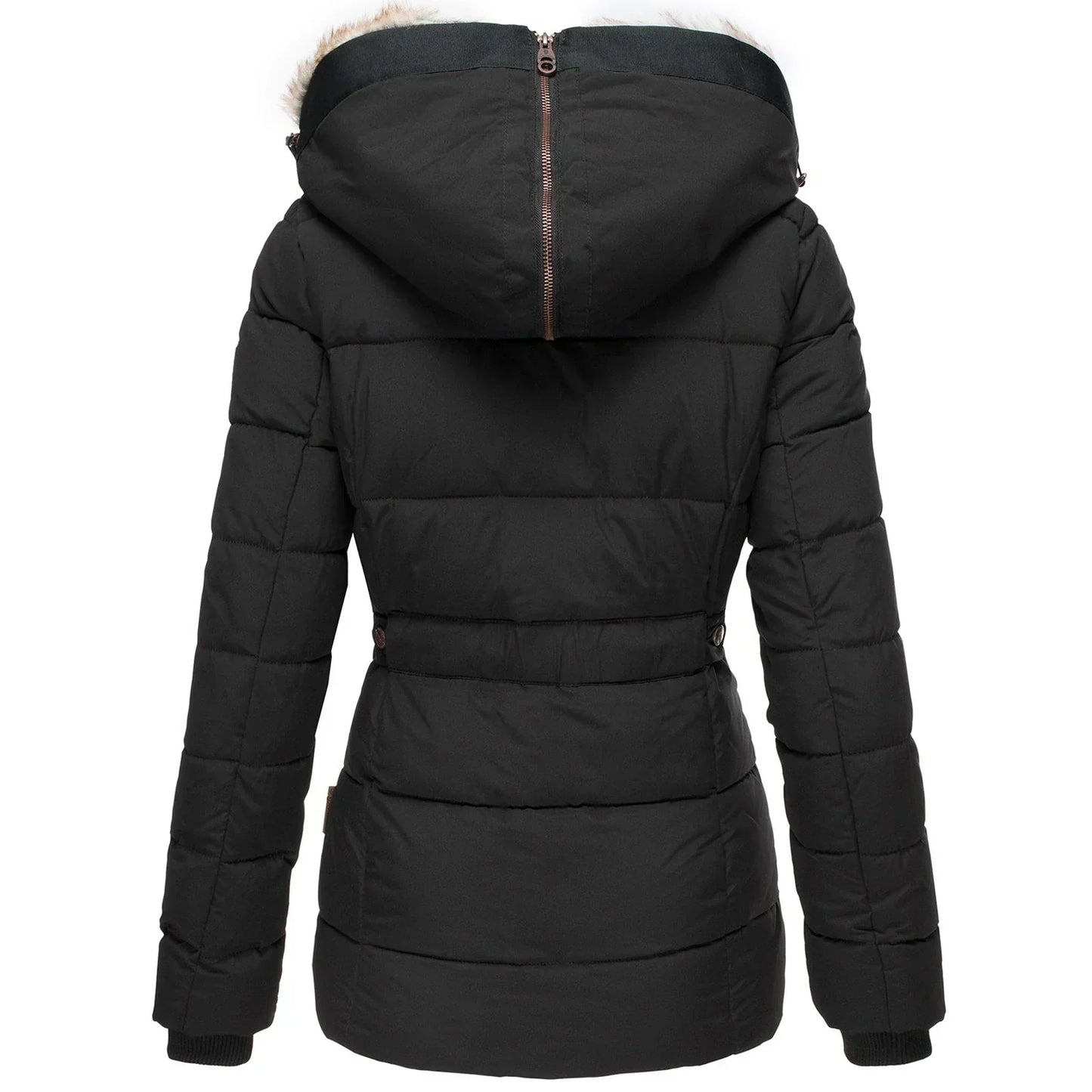 Elise Women’s Quilted Winter Coat – Faux Fur Hood with Insulated Warmth for Cold Days