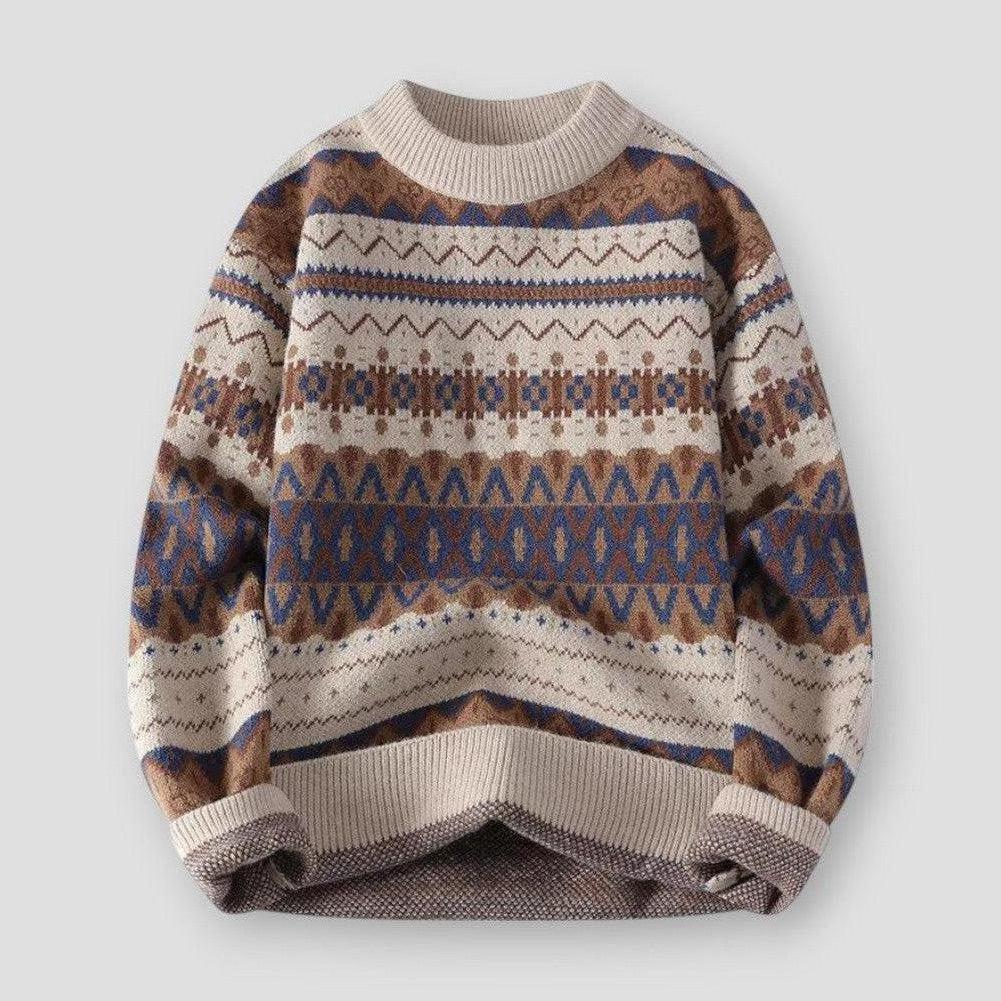 Andre Nordic Knit Sweater – Retro Patterned Pullover for Men in Soft Winter Knit