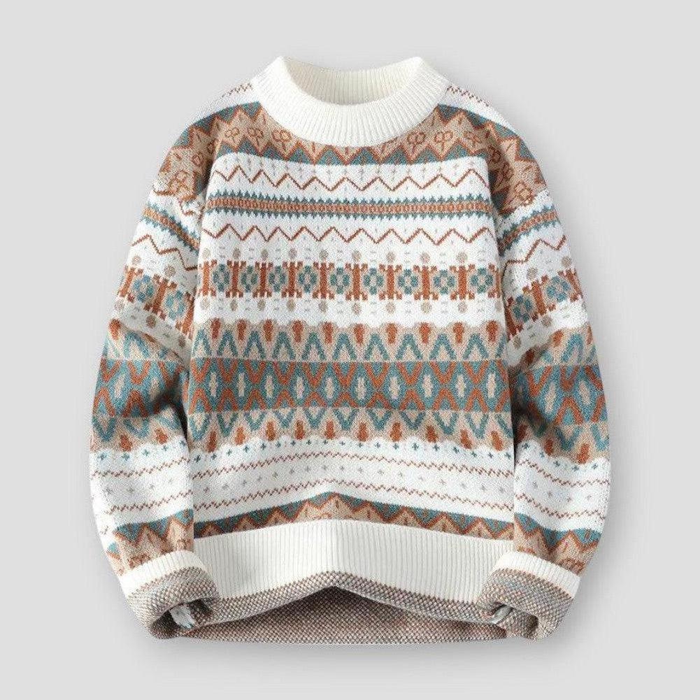 Andre Nordic Knit Sweater – Retro Patterned Pullover for Men in Soft Winter Knit