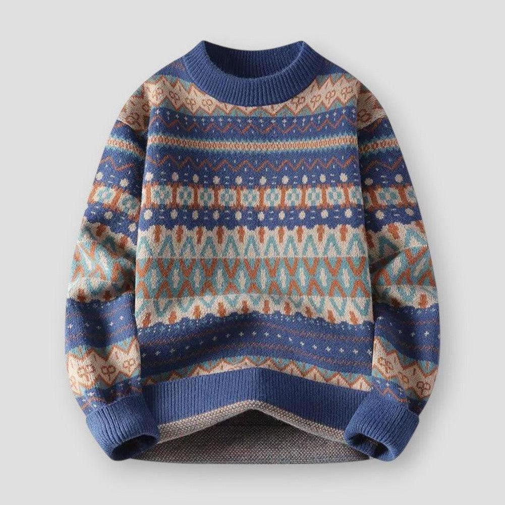 Andre Nordic Knit Sweater – Retro Patterned Pullover for Men in Soft Winter Knit