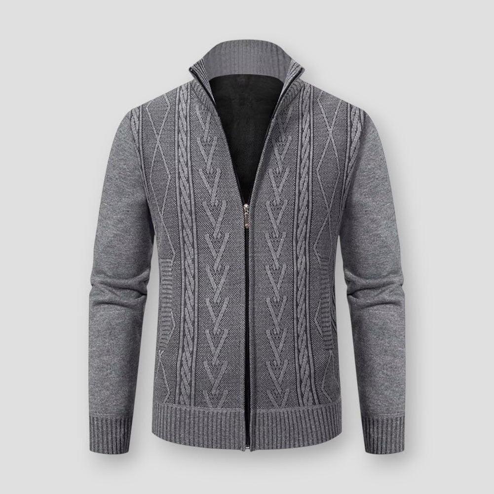 Orlando Stand Collar Men’s Cardigan – Full-Zip Knit with Front Pockets