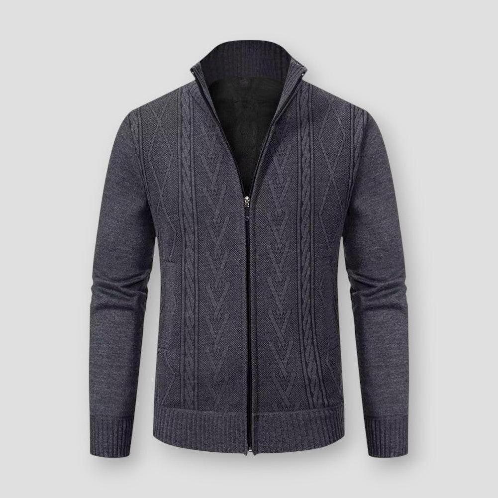 Orlando Stand Collar Men’s Cardigan – Full-Zip Knit with Front Pockets