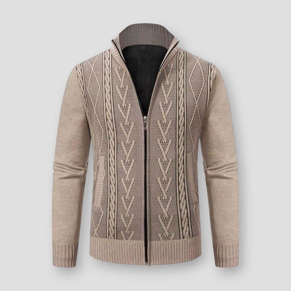 Orlando Stand Collar Men’s Cardigan – Full-Zip Knit with Front Pockets