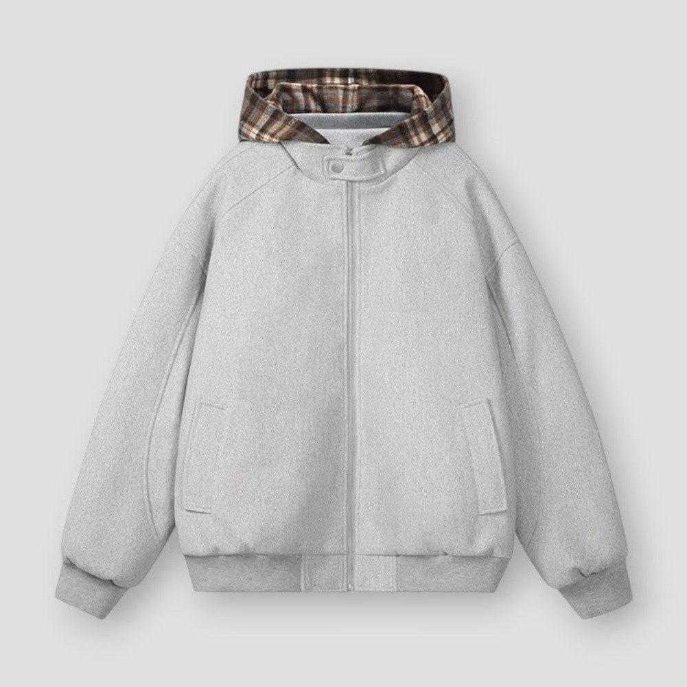 Hudson Men’s Hooded Bomber Jacket – Cotton-Padded with Detachable Plaid Lining