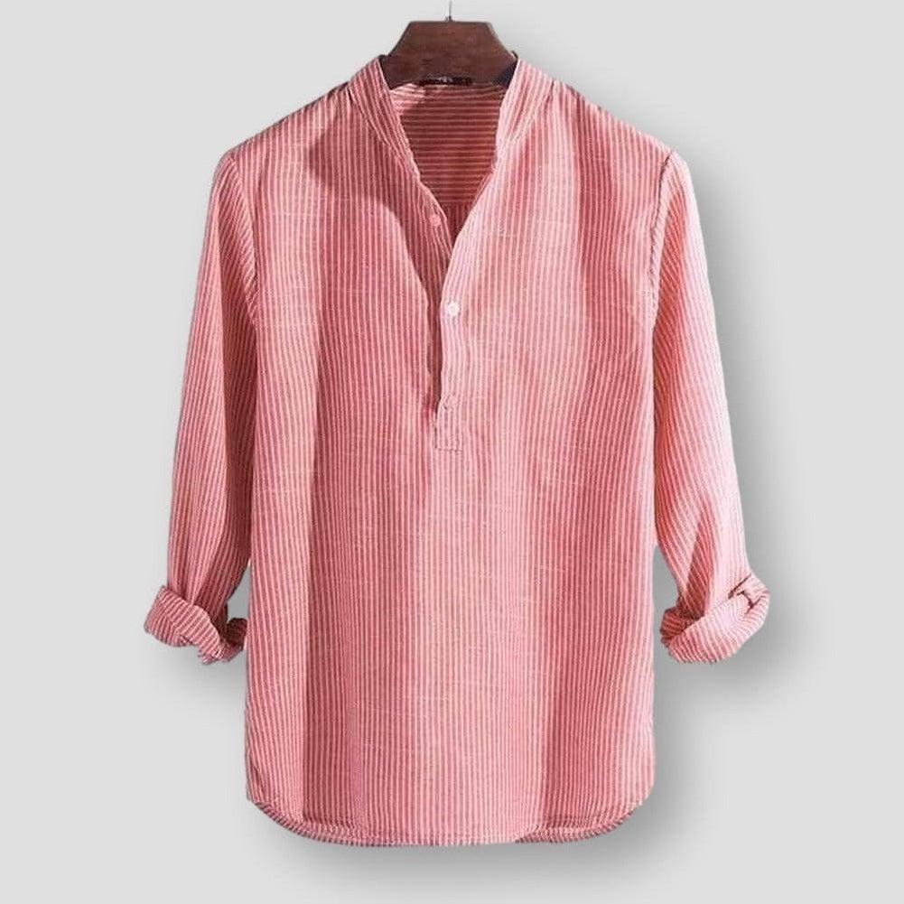 Marlon Men’s Striped Shirt – Cotton Blend Long Sleeve with Relaxed Fit