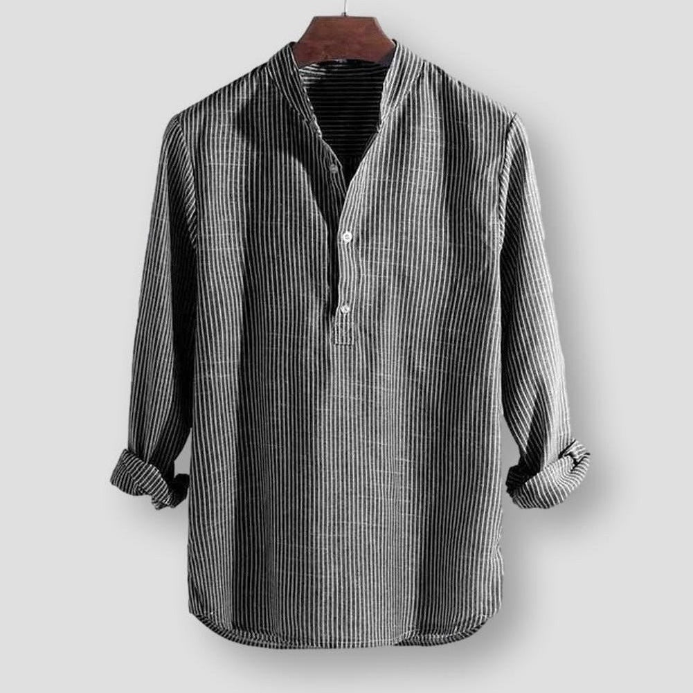 Marlon Men’s Striped Shirt – Cotton Blend Long Sleeve with Relaxed Fit
