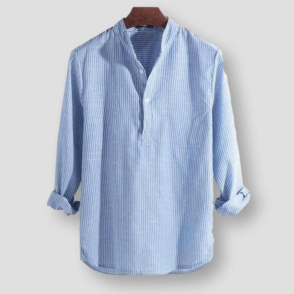 Marlon Men’s Striped Shirt – Cotton Blend Long Sleeve with Relaxed Fit