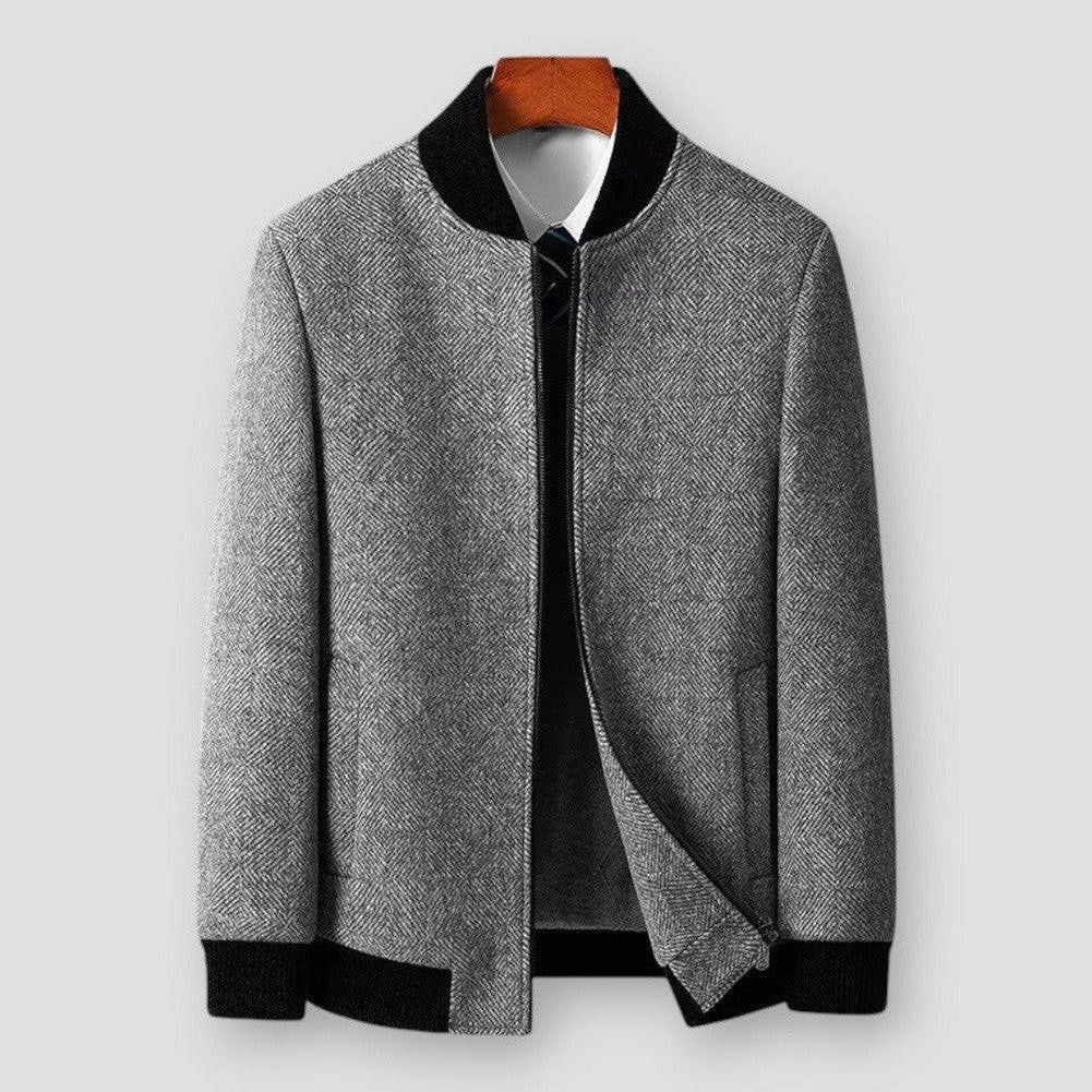 Henry Men’s Wool Jacket – Slim Fit Winter Coat with Stand Collar