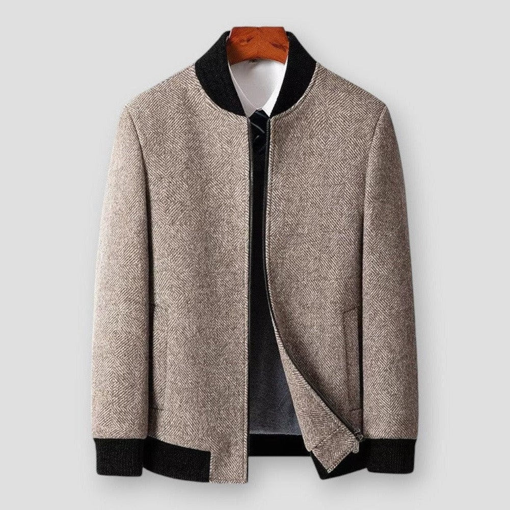 Henry Men’s Wool Jacket – Slim Fit Winter Coat with Stand Collar