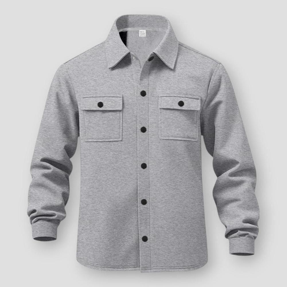Archer Men’s Casual Jacket – Fleece Lined Polyester with Lapel and Multi-Pocket Design