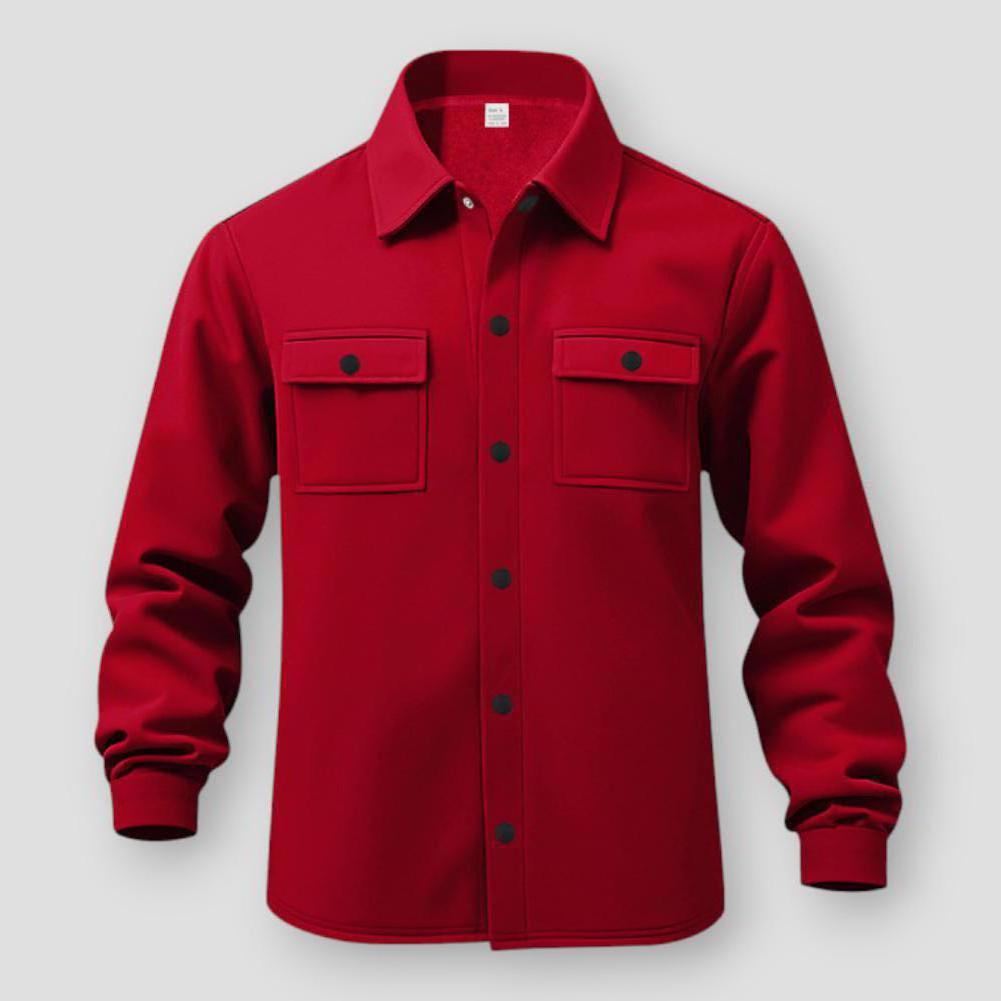 Archer Men’s Casual Jacket – Fleece Lined Polyester with Lapel and Multi-Pocket Design