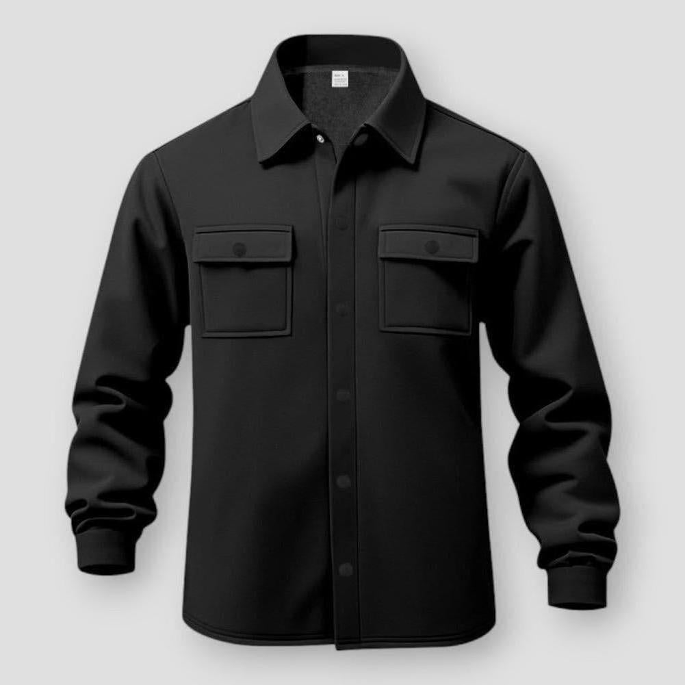 Archer Men’s Casual Jacket – Fleece Lined Polyester with Lapel and Multi-Pocket Design