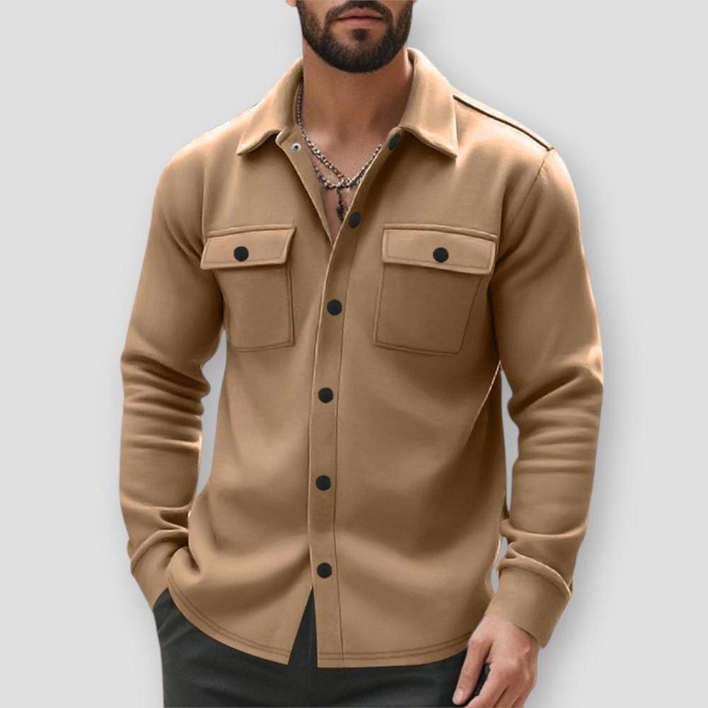 Archer Men’s Casual Jacket – Fleece Lined Polyester with Lapel and Multi-Pocket Design