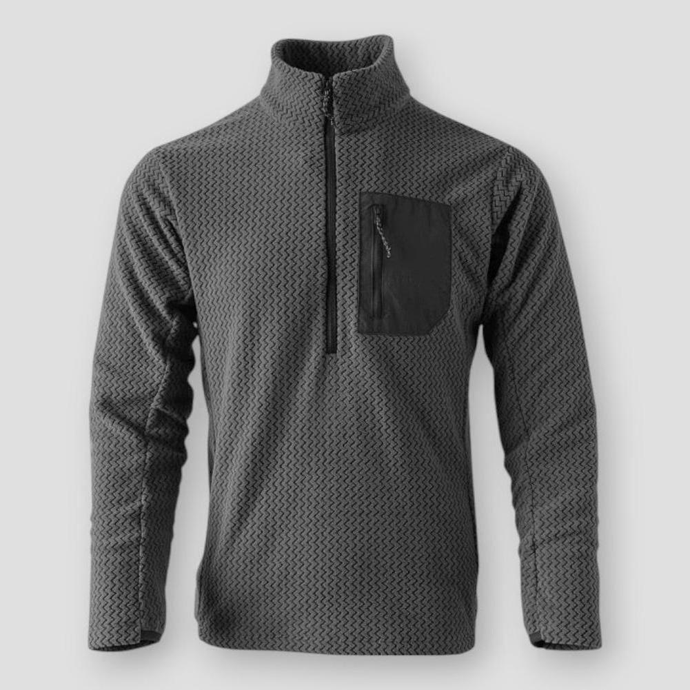 Axel Men’s Half Zip Sweater – Wave Textured Fleece with Chest Zip Pocket